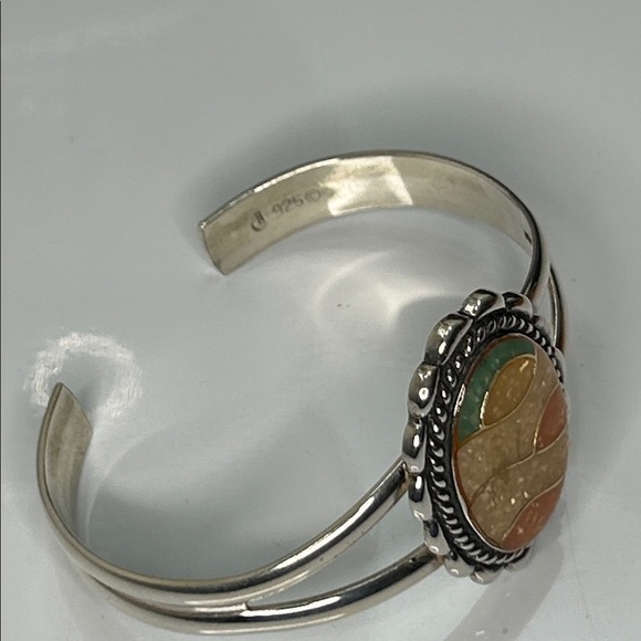 NWOT Sterling Silver Multi Gemstone Mosaic Cuff Bracelet By Carolyn Pollack Boho - Picture 4 of 10